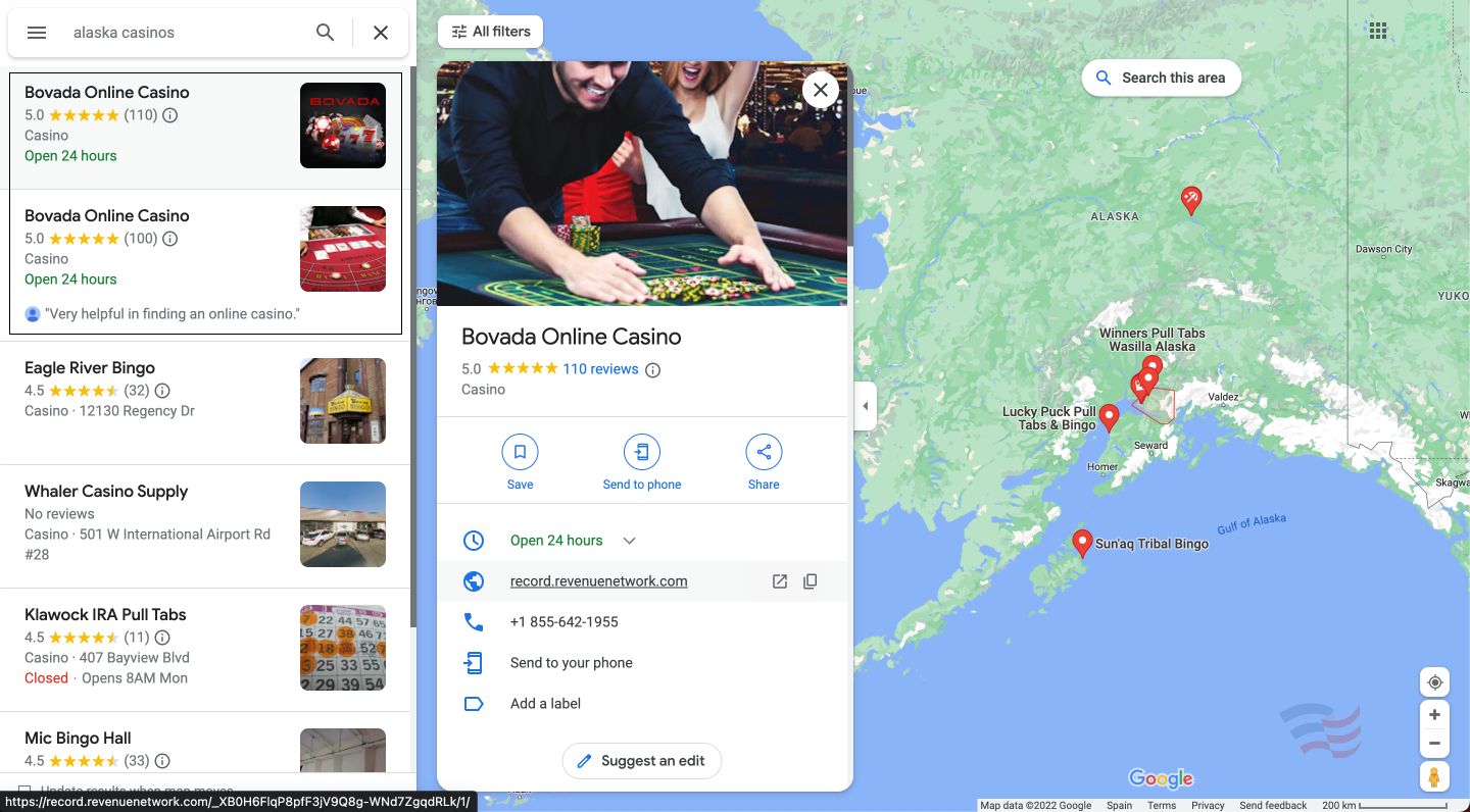 spam on google maps promoting illegal casinos